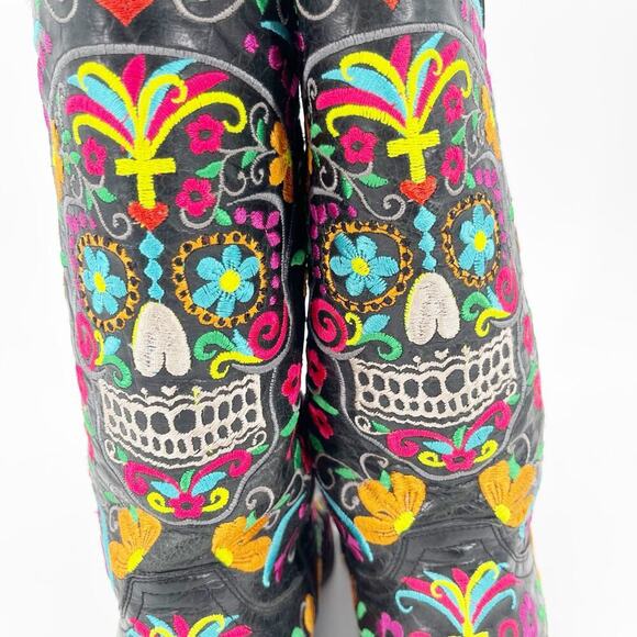Old Gringo Black Sugar Skull Klak Embroidered Western Cowgirl Boot size 5.5 - Picture 8 of 12